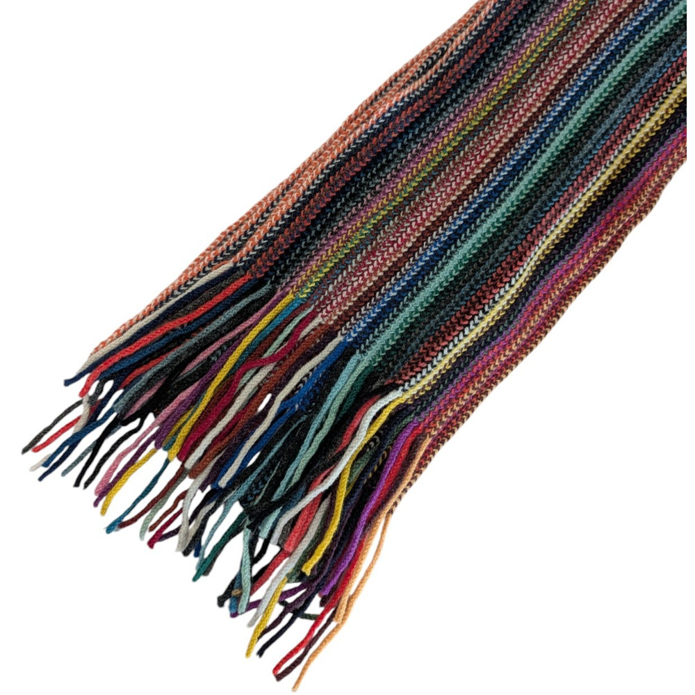 Edinburgh 100% Pure Lambswool Scarf Multicolor Rainbow Fringe Made in Scotland